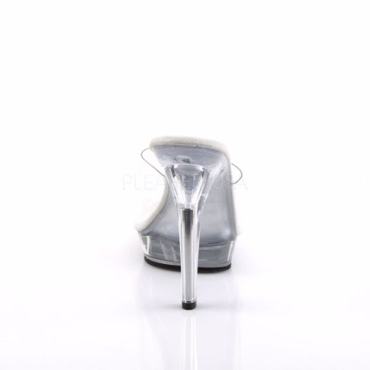 Product image of Fabulicious Lip-101 Clear/Clear, 5 inch (12.7 cm) Heel, 3/4 inch (1.9 cm) Platform Slide Mule Shoes