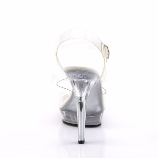 Product image of Fabulicious Lip-108 Clear/Clear, 5 inch (12.7 cm) Heel, 3/4 inch (1.9 cm) Platform Sandal Shoes