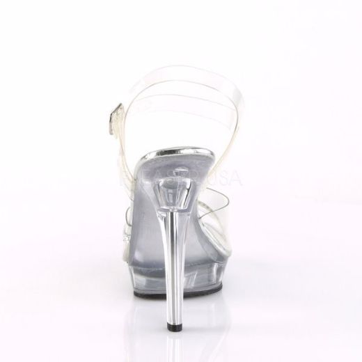 Product image of Fabulicious Lip-108R Clear/Clear, 5 inch (12.7 cm) Heel, 3/4 inch (1.9 cm) Platform Sandal Shoes