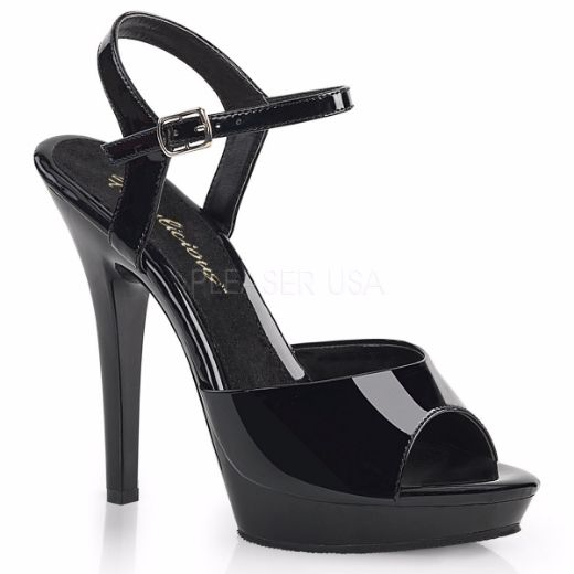 Product image of Fabulicious Lip-109 Black/Black, 5 inch (12.7 cm) Heel, 3/4 inch (1.9 cm) Platform Sandal Shoes
