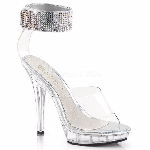 Product image of Fabulicious Lip-142 Clear/Clear, 5 inch (12.7 cm) Heel, 3/4 inch (1.9 cm) Platform Sandal Shoes