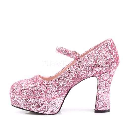 Product image of Funtasma Maryjane-50G Baby Pink Glitter, 4 inch (10.2 cm) Heel, 1 1/2 inch (3.8 cm) Platform Court Pump Shoes