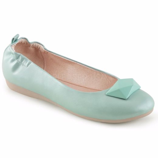 Product image of Pin Up Couture Olive-08 Aqua Faux Leather Flat Shoes