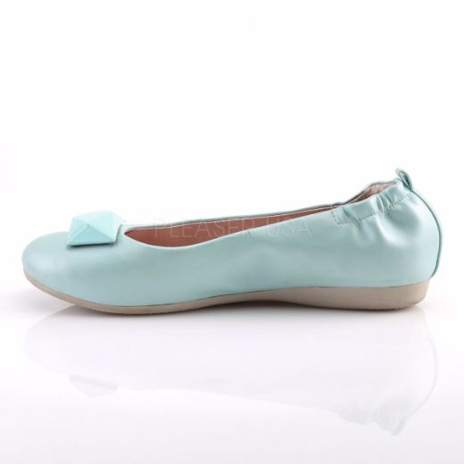 Product image of Pin Up Couture Olive-08 Aqua Faux Leather Flat Shoes