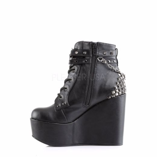 Product image of Demonia Poison-101 Black Vegan Leather, 5 inch (12.7 cm) Wedge Platform Ankle Boot