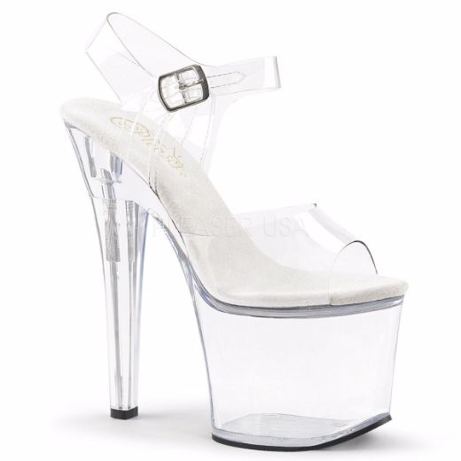Product image of Pleaser Radiant-708 Clear/Clear, 7 inch (17.8 cm) Heel, 3 1/4 inch (8.3 cm) Platform Sandal Shoes