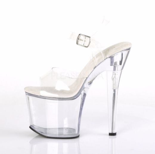 Product image of Pleaser Radiant-708 Clear/Clear, 7 inch (17.8 cm) Heel, 3 1/4 inch (8.3 cm) Platform Sandal Shoes