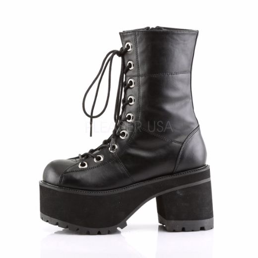 Product image of Demonia Ranger-301 Black Vegan Leather, 3 3/4 inch (9.5 cm) Heel Knee High Boot