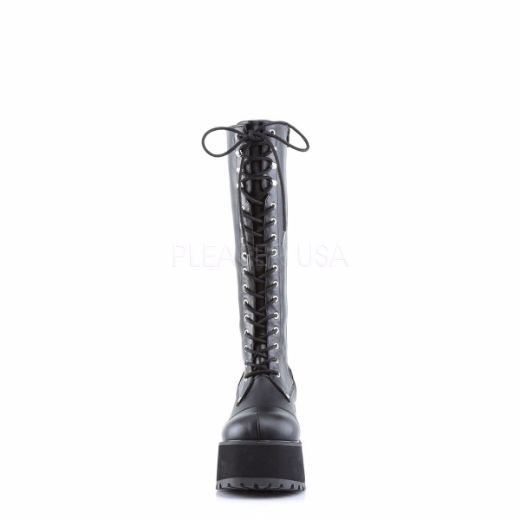 Product image of Demonia Ranger-302 Black Vegan Leather, 3 3/4 inch (9.5 cm) Heel Knee High Boot
