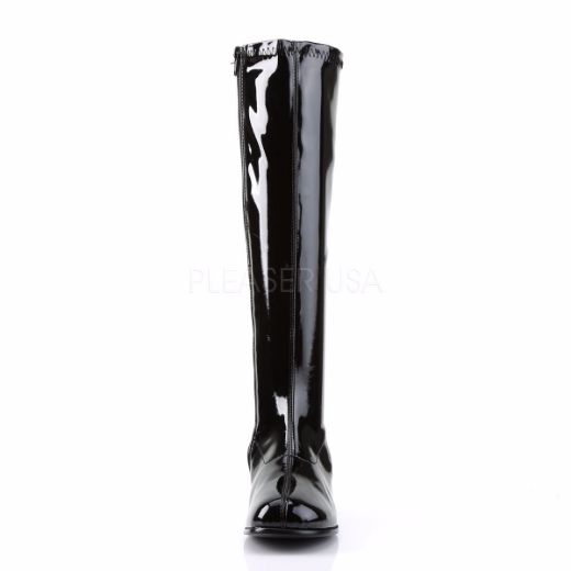 Product image of Funtasma Retro-300 Black Stretch Patent, 2 inch (5.1 cm) Heel Knee High Boot