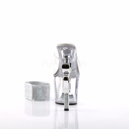 Product image of Pleaser Revolver-712 Clear/Clear, 7 inch (17.8 cm) Heel, 3 1/4 inch (8.3 cm) Platform Slide Mule Shoes