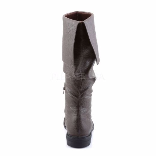 Product image of Funtasma Robinhood-100 Brown Distressed Pu, 1 inch (2.5 cm) Flat Heel Knee High Boot