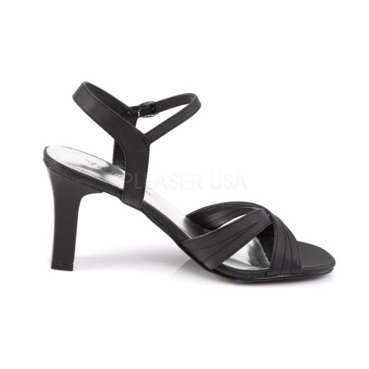 Product image of Fabulicious Romance-313 Black Satin Pu, 3 1/4 inch (8.3 cm) Heel Sandal Shoes