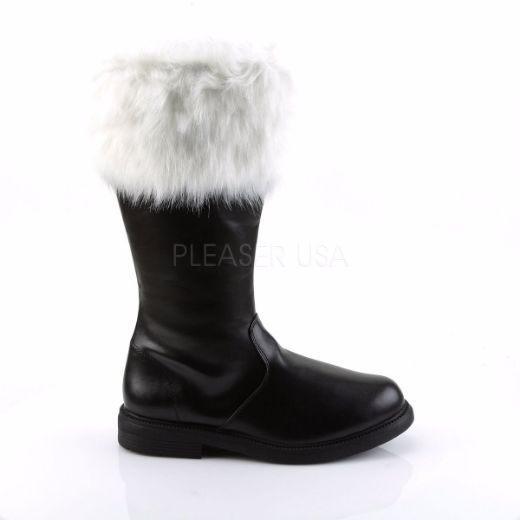 Product image of Funtasma Santa-100 Black Pu-White Faux Fur Knee High Boot