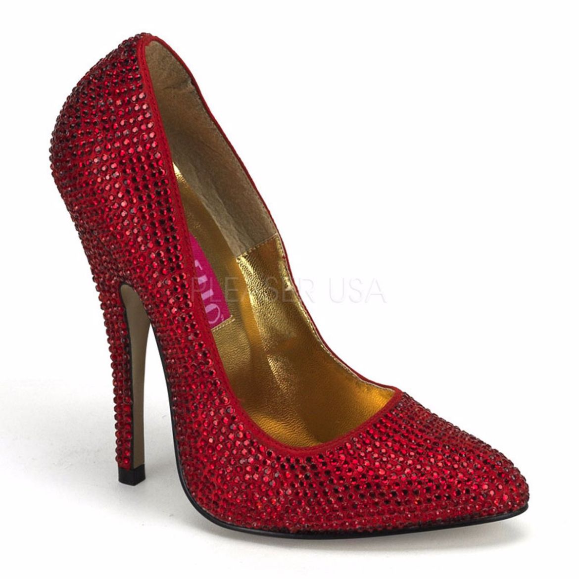 Product image of Bordello Scandal-620R Red  Rhinestones, 5 1/2 inch (14 cm) Heel Court Pump Shoes