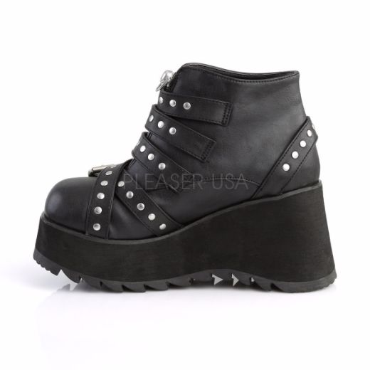 Product image of Demonia Scene-30 Black Vegan Leather, 3 1/2 inch Platform Ankle Boot