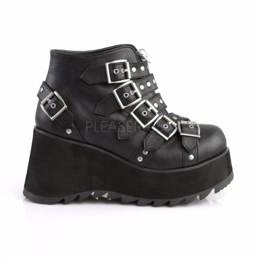 Product image of Demonia Scene-30 Black Vegan Leather, 3 1/2 inch Platform Ankle Boot