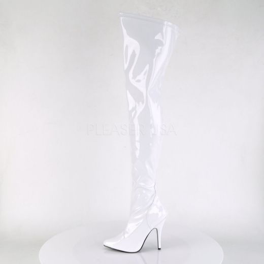 Product image of Pleaser Seduce-3000 White Stretch Patent, 5 inch (12.7 cm) Heel Thigh High Boot