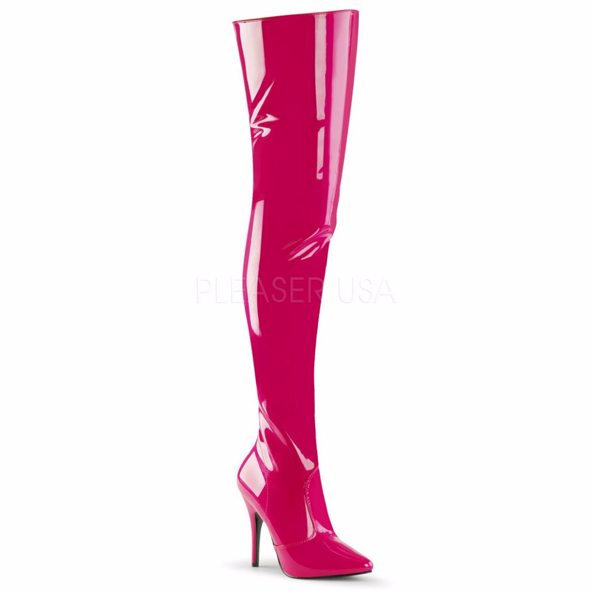 Product image of Pleaser Seduce-3010 Hot Pink Patent, 5 inch (12.7 cm) Heel Thigh High Boot