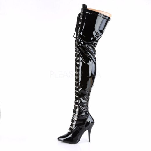 Product image of Pleaser Seduce-3024 Black Stretch Patent, 5 inch (12.7 cm) Heel Thigh High Boot