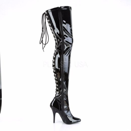 Product image of Pleaser Seduce-3063 Black Stretch Patent, 5 inch (12.7 cm) Heel Thigh High Boot
