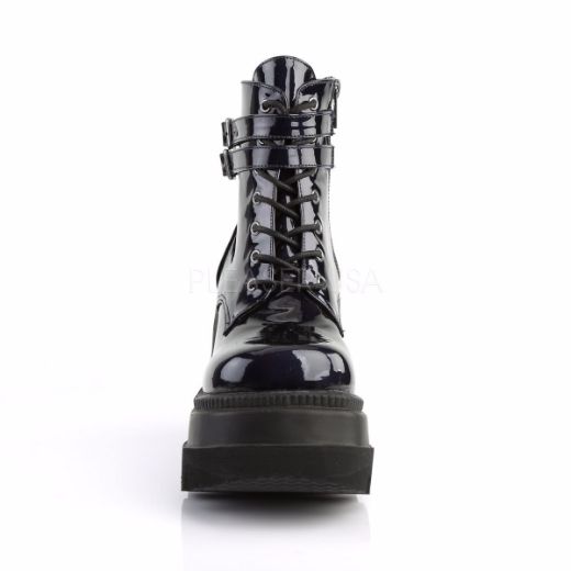 Product image of Demonia Shaker-52 Black Hologram, 4 1/2 inch (11.4 cm) Stacked Wedge Platform Ankle Boot