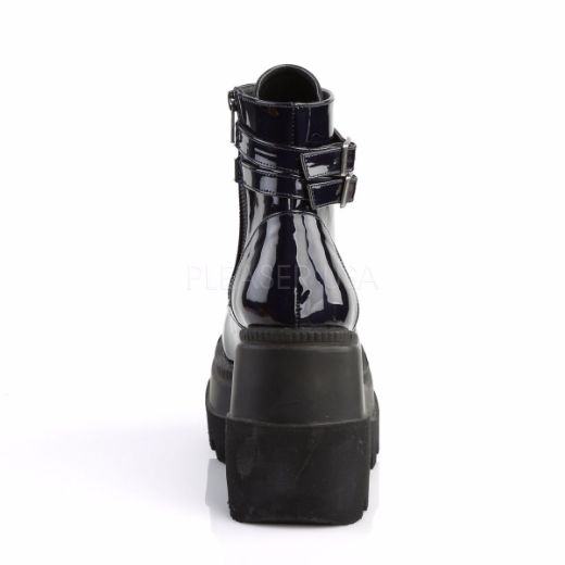 Product image of Demonia Shaker-52 Black Hologram, 4 1/2 inch (11.4 cm) Stacked Wedge Platform Ankle Boot