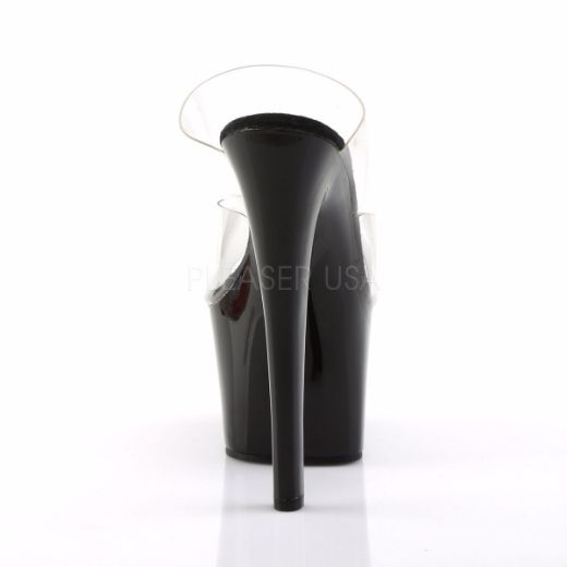 Product image of Pleaser Sky-302 Clear/Black, 7 inch (17.8 cm) Heel, 2 3/4 inch (7 cm) Platform Slide Mule Shoes