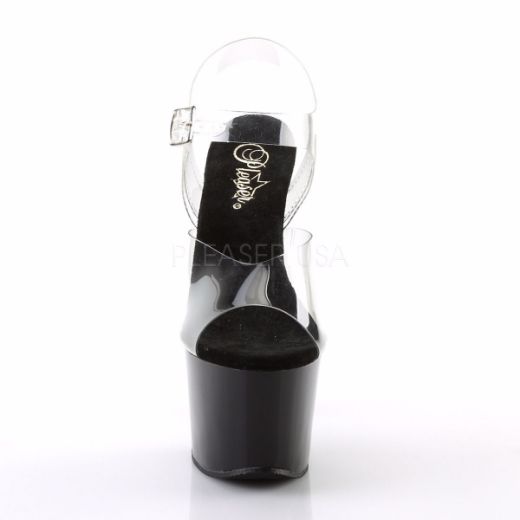 Product image of Pleaser Sky-308 Clear/Black, 7 inch (17.8 cm) Heel, 2 3/4 inch (7 cm) Sandal Shoes