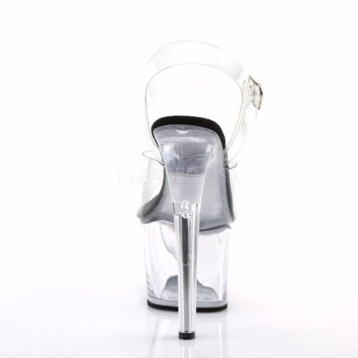 Product image of Pleaser Sky-308 Clear-Black/Clear, 7 inch (17.8 cm) Heel, 2 3/4 inch (7 cm) Platform Sandal Shoes