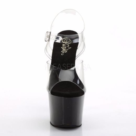 Product image of Pleaser Sky-308Crs Clear/Black-Silver Ab Rhinestonetn, 7 inch (17.8 cm) Heel, 2 3/4 inch (7 cm) Platform Sandal Shoes