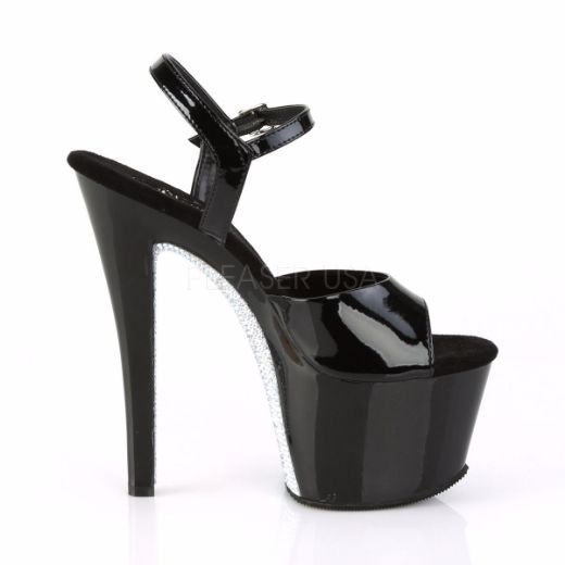 Product image of Pleaser Sky-309Crs Black/Black-Silver Ab Rhinestonetn, 7 inch (17.8 cm) Heel, 2 3/4 inch (7 cm) Platform Sandal Shoes
