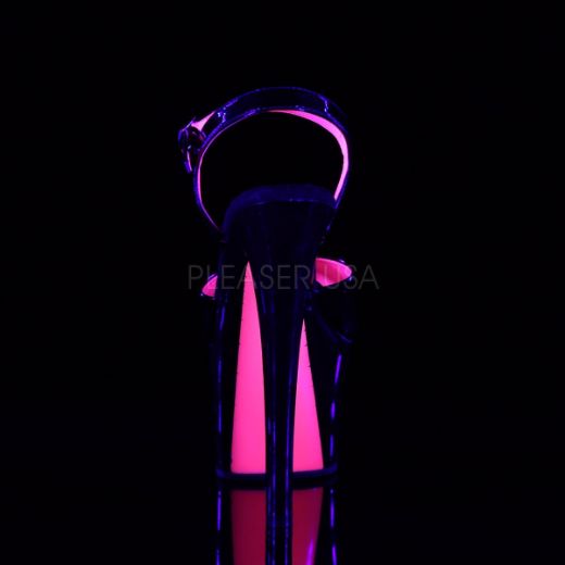Product image of Pleaser Sky-309Tt Black Patent/Black-Neon Hot Pink, 7 inch (17.8 cm) Heel, 2 3/4 inch (7 cm) Platform Sandal Shoes