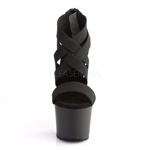 Product image of Pleaser Sky-369 Black Elastic Band/Black Matte, 7 inch (17.8 cm) Heel, 2 3/4 inch (7 cm) Platform Sandal Shoes