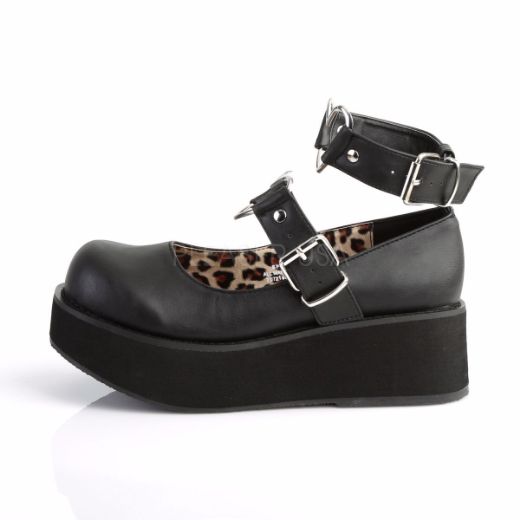 Product image of Demonia Sprite-02 Black Vegan Leather, 2 1/4 inch Platform Court Pump Shoes