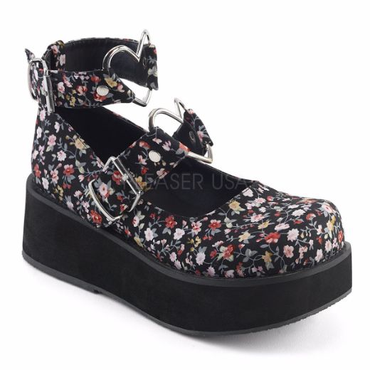Product image of Demonia Sprite-02 Floral Fabric, 2 1/4 inch Platform Court Pump Shoes