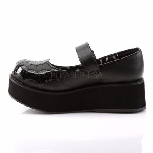 Product image of Demonia Sprite-05 Black Vegan Leather-Black Patent, 2 1/4 inch Platform Court Pump Shoes
