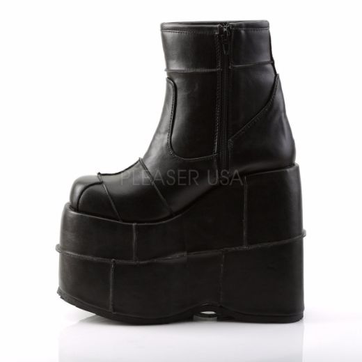 Product image of Demonia Stack-201 Black Vegan Leather, 7 inch Platform Ankle Boot