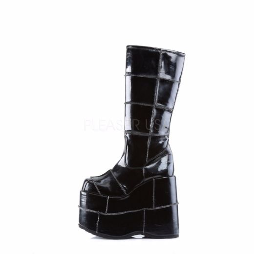 Product image of Demonia Stack-301 Black Patent, 7 inch Platform Knee High Boot