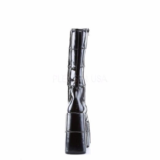 Product image of Demonia Stack-301 Black Patent, 7 inch Platform Knee High Boot