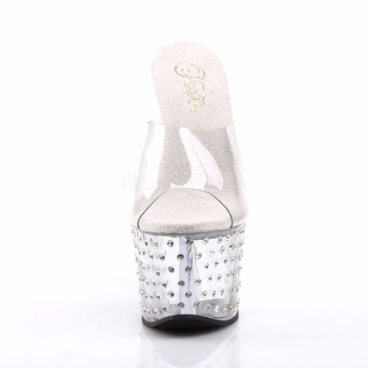Product image of Pleaser Stardust-701 Clear/Clear, 7 inch (17.8 cm) Heel, 2 3/4 inch (7 cm) Platform Slide Mule Shoes