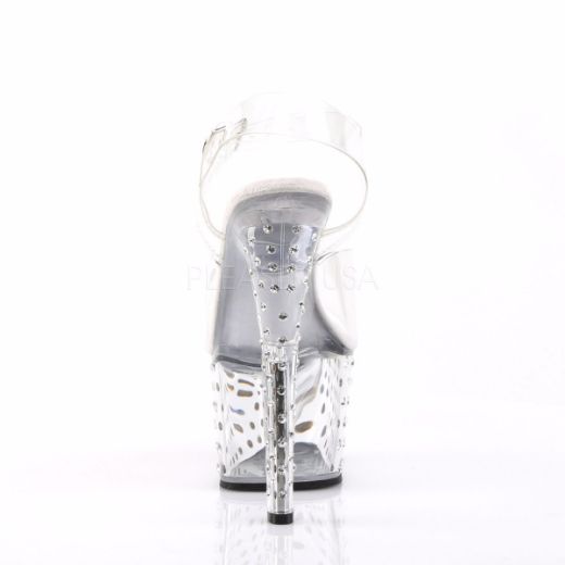 Product image of Pleaser Stardust-708 Clear/Clear, 7 inch (17.8 cm) Heel, 2 3/4 inch (7 cm) Platform Sandal Shoes