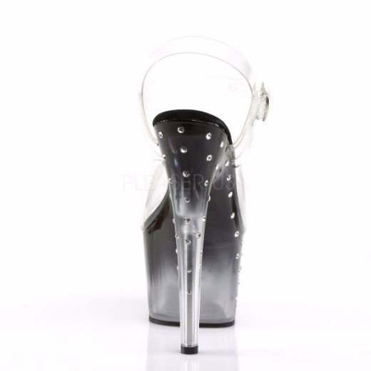Product image of Pleaser Stardust-708T Clear/Black-Clear, 7 inch (17.8 cm) Heel, 2 3/4 inch (7 cm) Platform Sandal Shoes