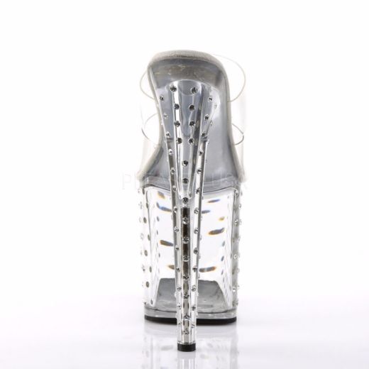 Product image of Pleaser Stardust-802 Clear/Clear, 8 inch (20.3 cm) Heel, 4 inch (10.2 cm) Platform Slide Mule Shoes