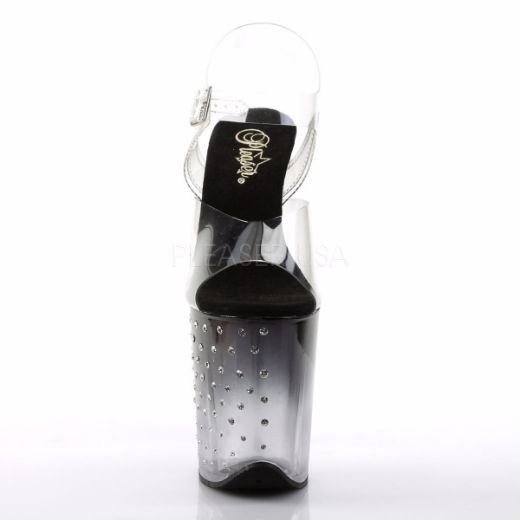 Product image of Pleaser Stardust-808T Clear/Black-Clear, 8 inch (20.3 cm) Heel, 4 inch (10.2 cm) Platform Sandal Shoes