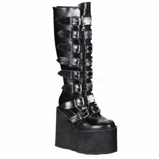 Product image of Demonia Swing-815 Black Vegan Leather, 5 1/2 inch Platform Knee High Boot