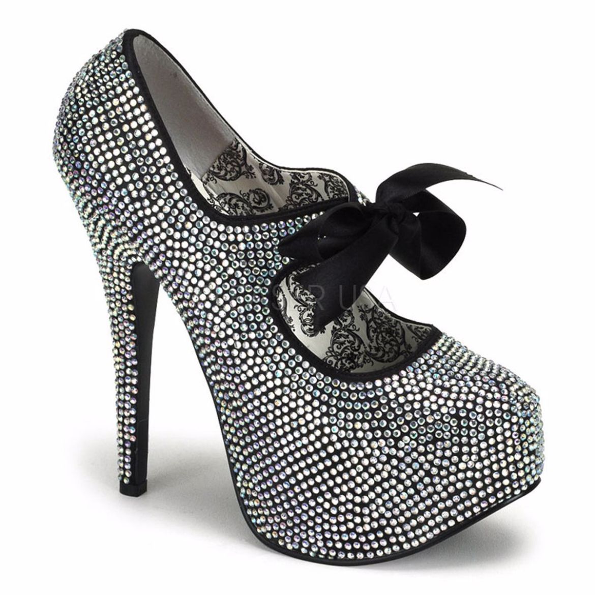Product image of Bordello Teeze-04R Iridescent  Rhinestones, 5 3/4 inch (14.6 cm) Heel, 1 3/4 inch (4.4 cm) Platform Court Pump Shoes