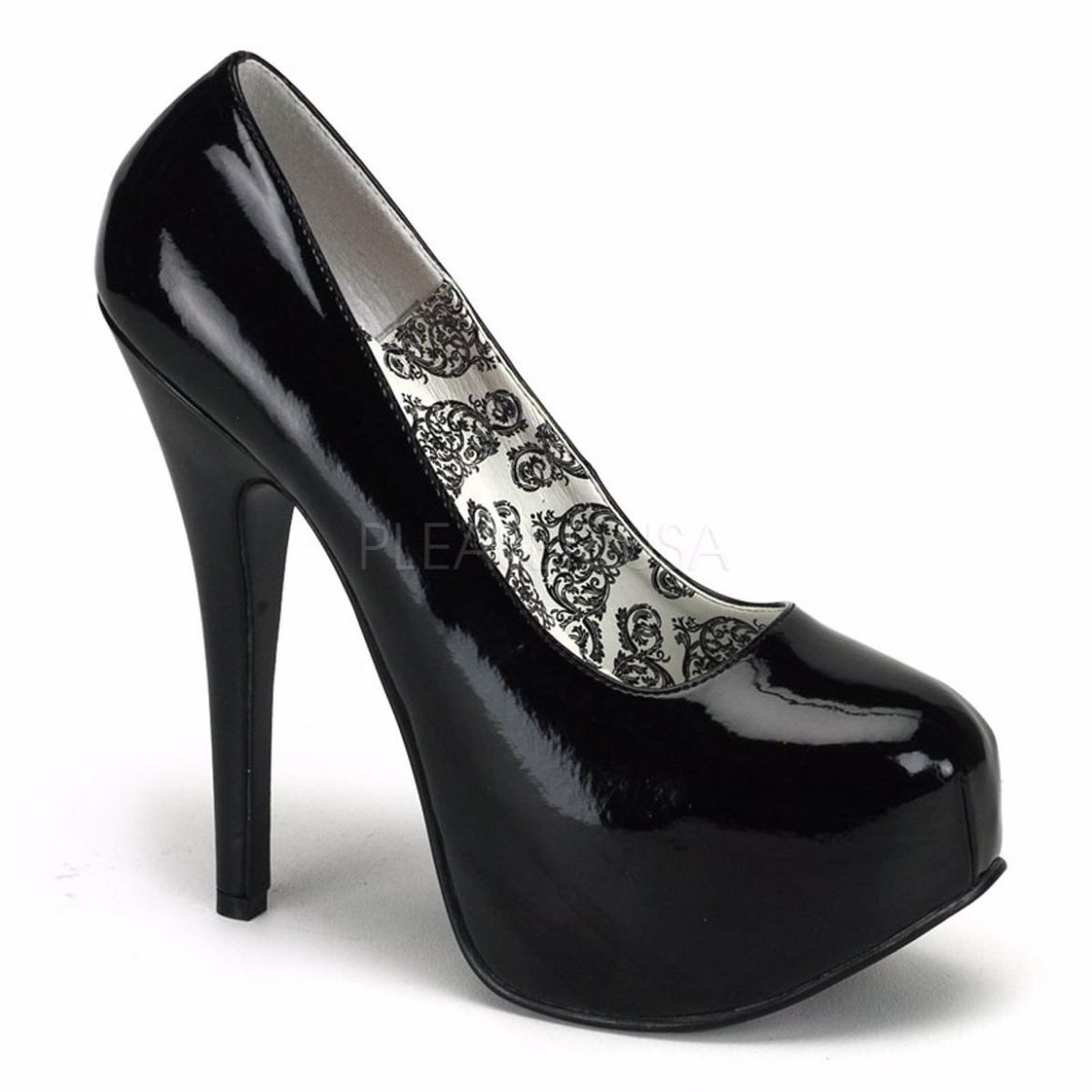 Product image of Bordello Teeze-06 Black Patent, 5 3/4 inch (14.6 cm) Heel, 1 3/4 inch (4.4 cm) Platform Court Pump Shoes