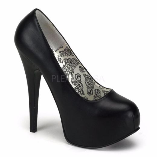Product image of Bordello Teeze-06 Black Pu, 5 3/4 inch (14.6 cm) Heel, 1 3/4 inch (4.4 cm) Platform Court Pump Shoes