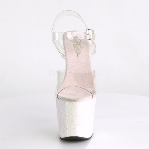Product image of Pleaser Unicorn-708Lg Clear/Opal Multi Glitter, 7 inch (17.8 cm) Heel, 3 1/4 inch (8.3 cm) Platform Sandal Shoes